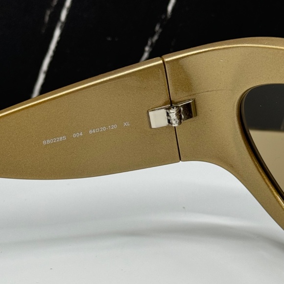 NEW BB0228S 004 BALENCIAGA GOLD BROWN OVAL WOMEN BALENCIAGA SUNGLASSES - Picture 9 of 11